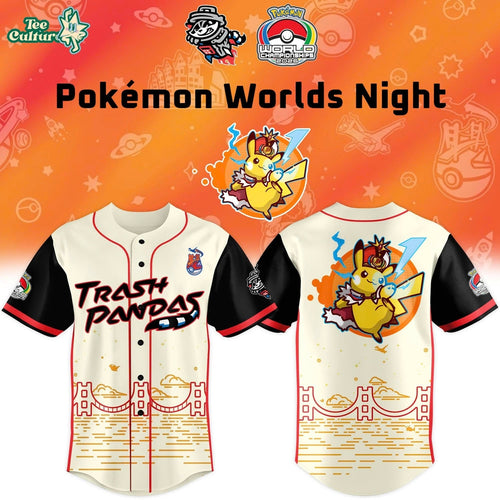 Rocket City Trash Pandas x Pokémon Worlds Night Baseball Jersey