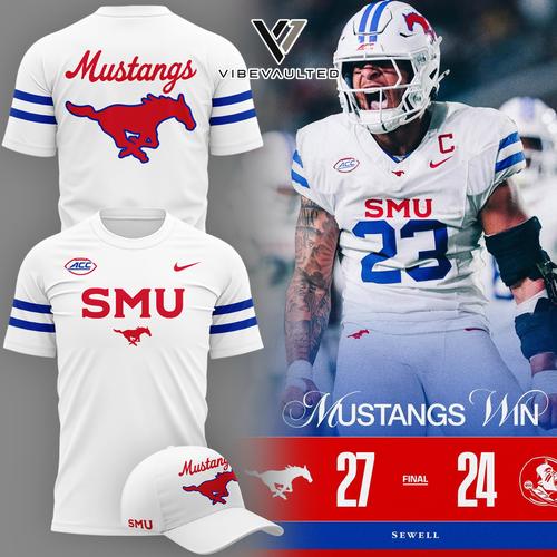 SMU Mustangs Football BLUE BLOOD NEW BLOOD Graphic Tee Shirt