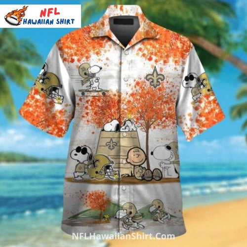 Saints Hawaiian Shirt Peanuts Fall Football Beach Scene