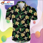 Saints Hawaiian Shirt Tropical Hibiscus And Leaf Pattern
