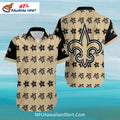 Saints Hawaiian Shirt Turtle And Fleur-de-lis Tan Pattern