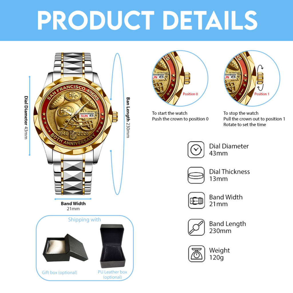 San Francisco 49ers 80th Anniversary Alloy Luxury Quartz Watch - HOATT16011