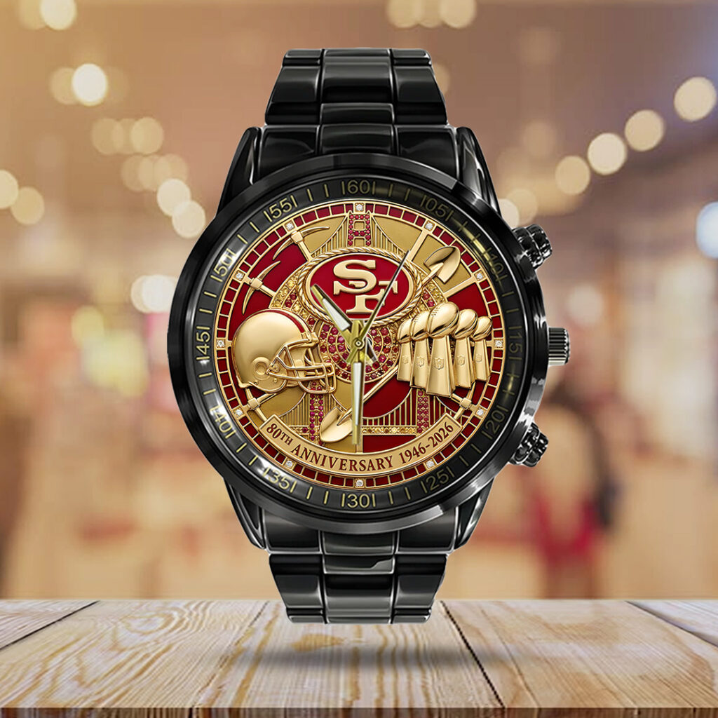 San Francisco 49ers 80th Anniversary Black Stainless Steel Watch - MAITM14539