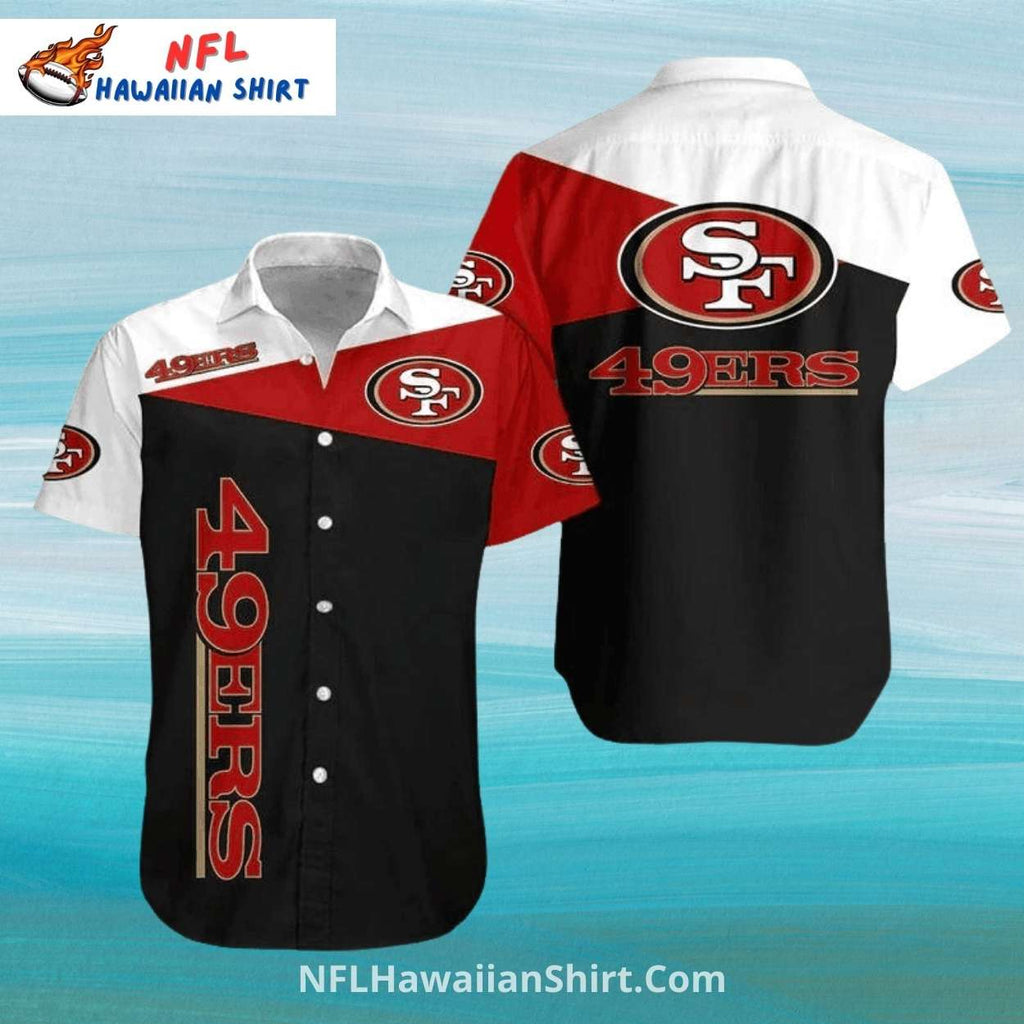 San Francisco 49ers Aloha Shirt Black And Red Bold Panel Design