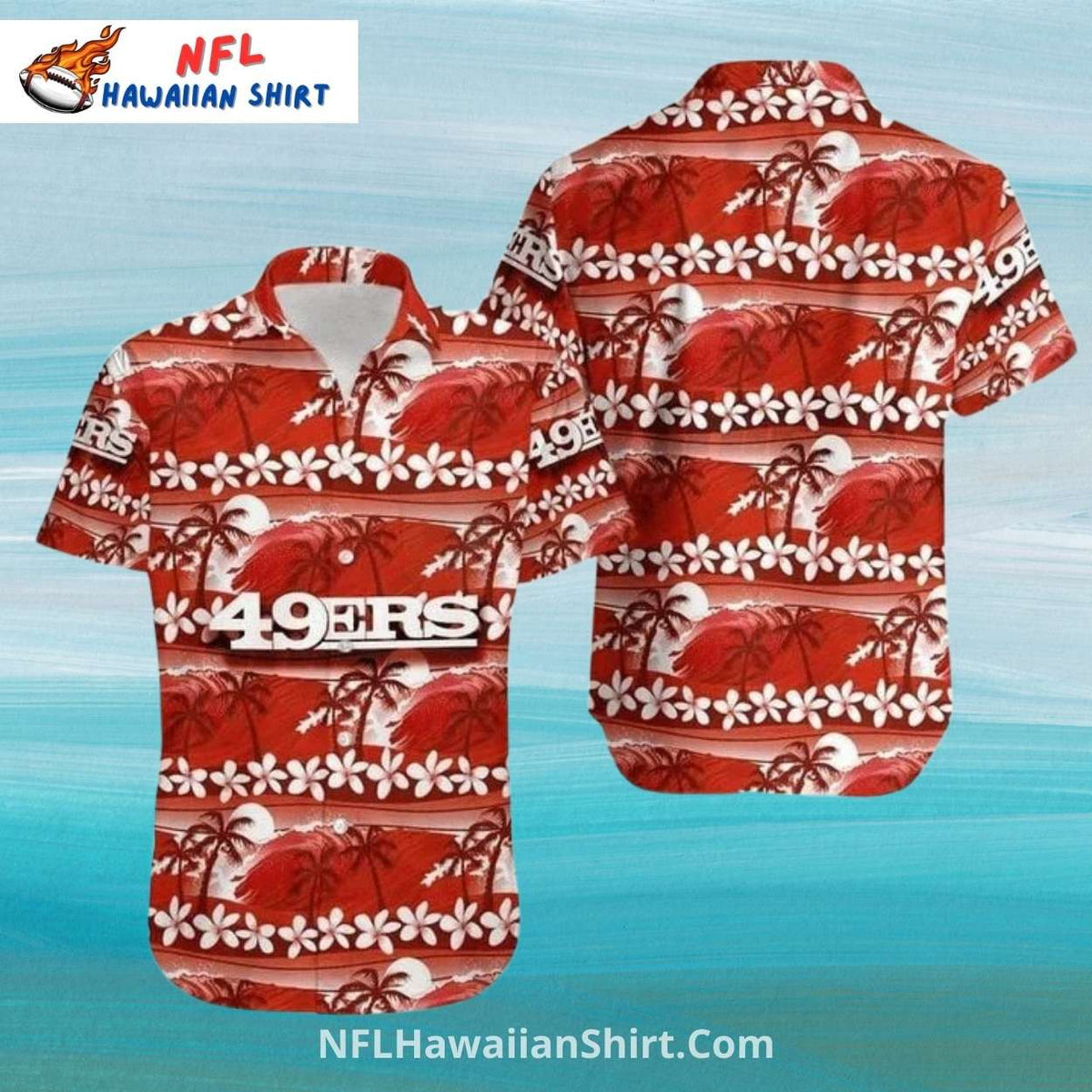 San Francisco 49ers Aloha Shirt Palm Tree Sunset Vibes