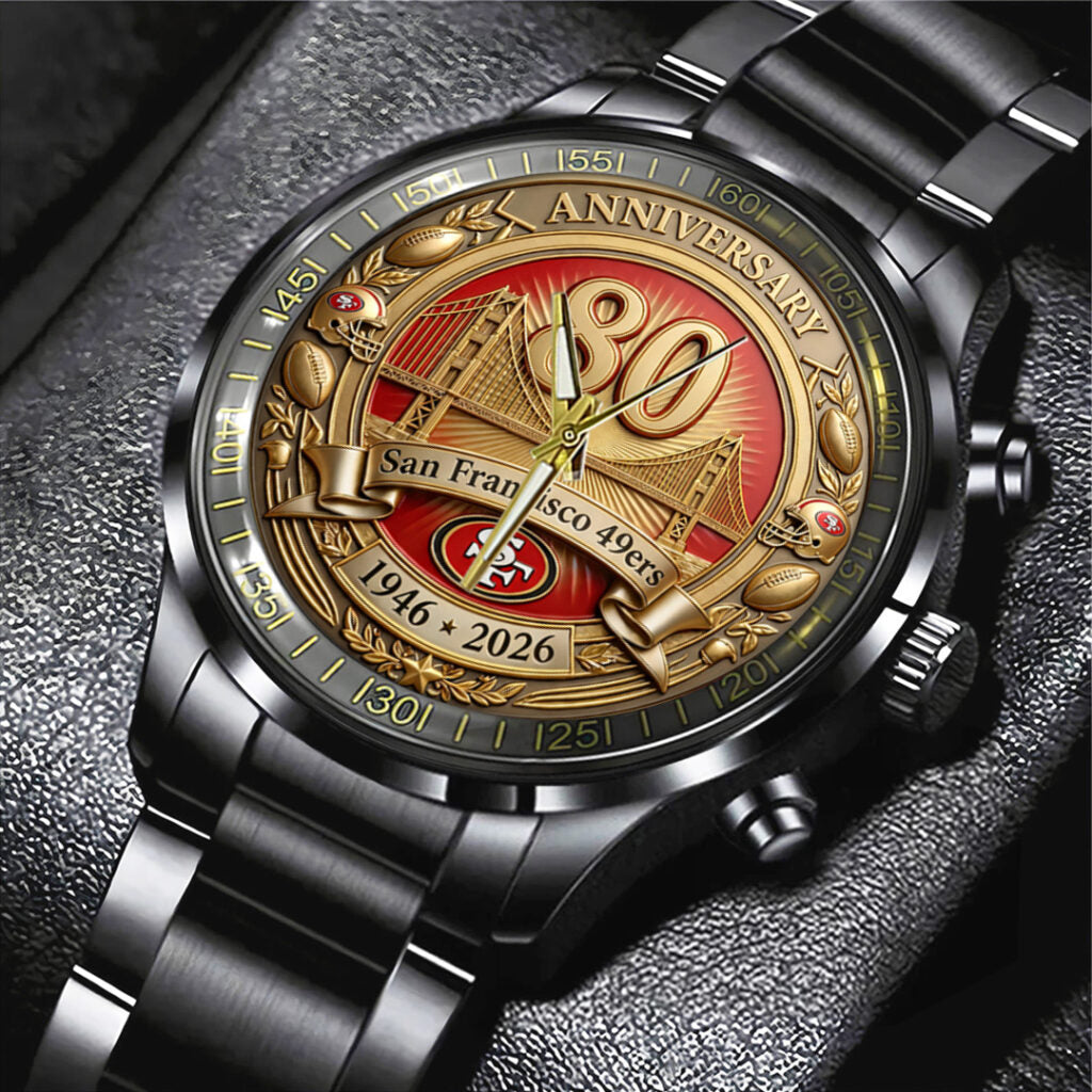 San Francisco 49ers Black Stainless Steel Watch - TANTN21478
