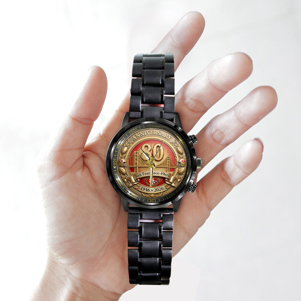San Francisco 49ers Black Stainless Steel Watch - TANTN21478
