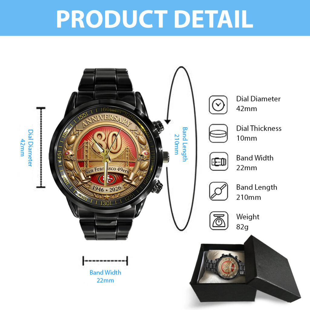 San Francisco 49ers Black Stainless Steel Watch - TANTN21478