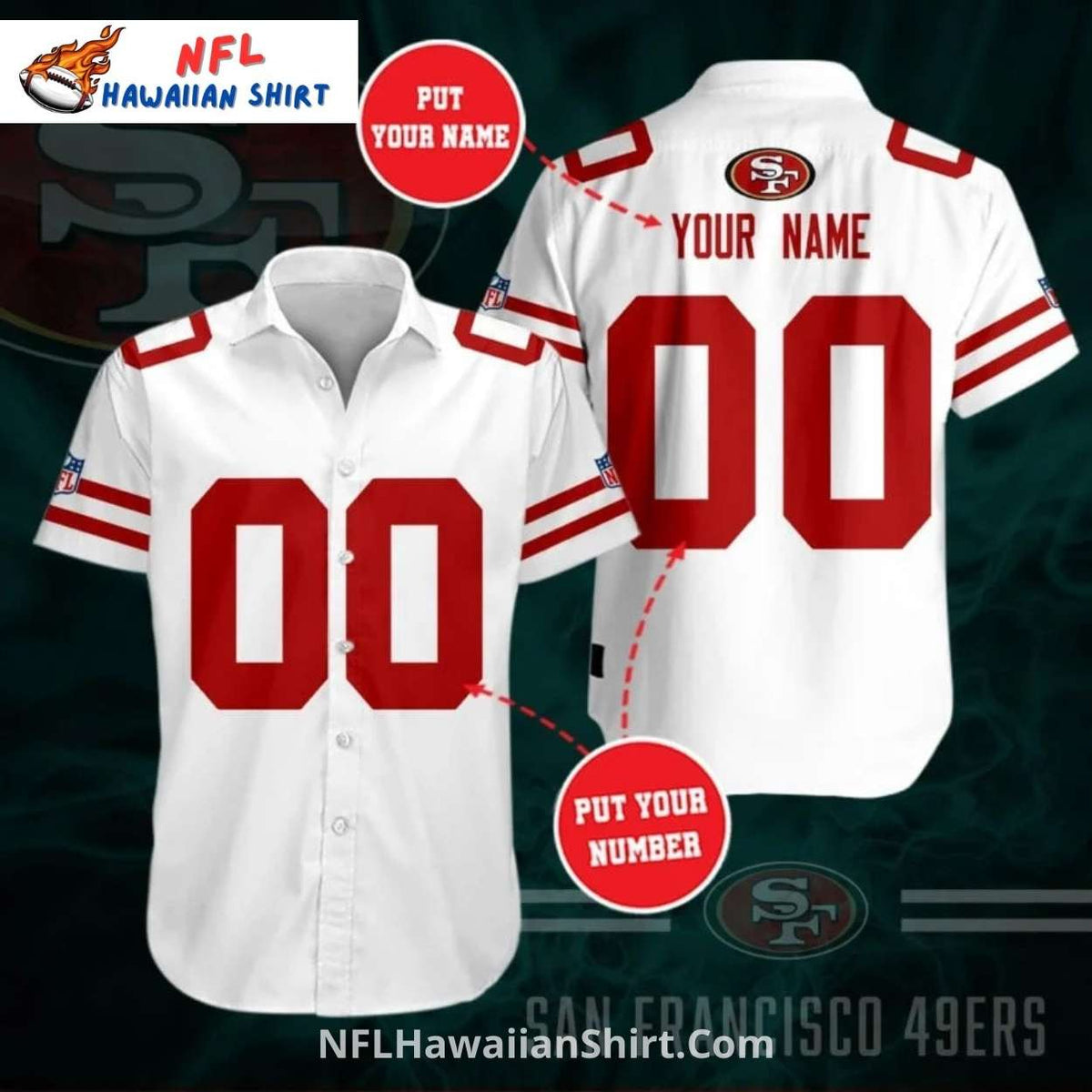 San Francisco 49ers Custom Name And Number NFL Shirt