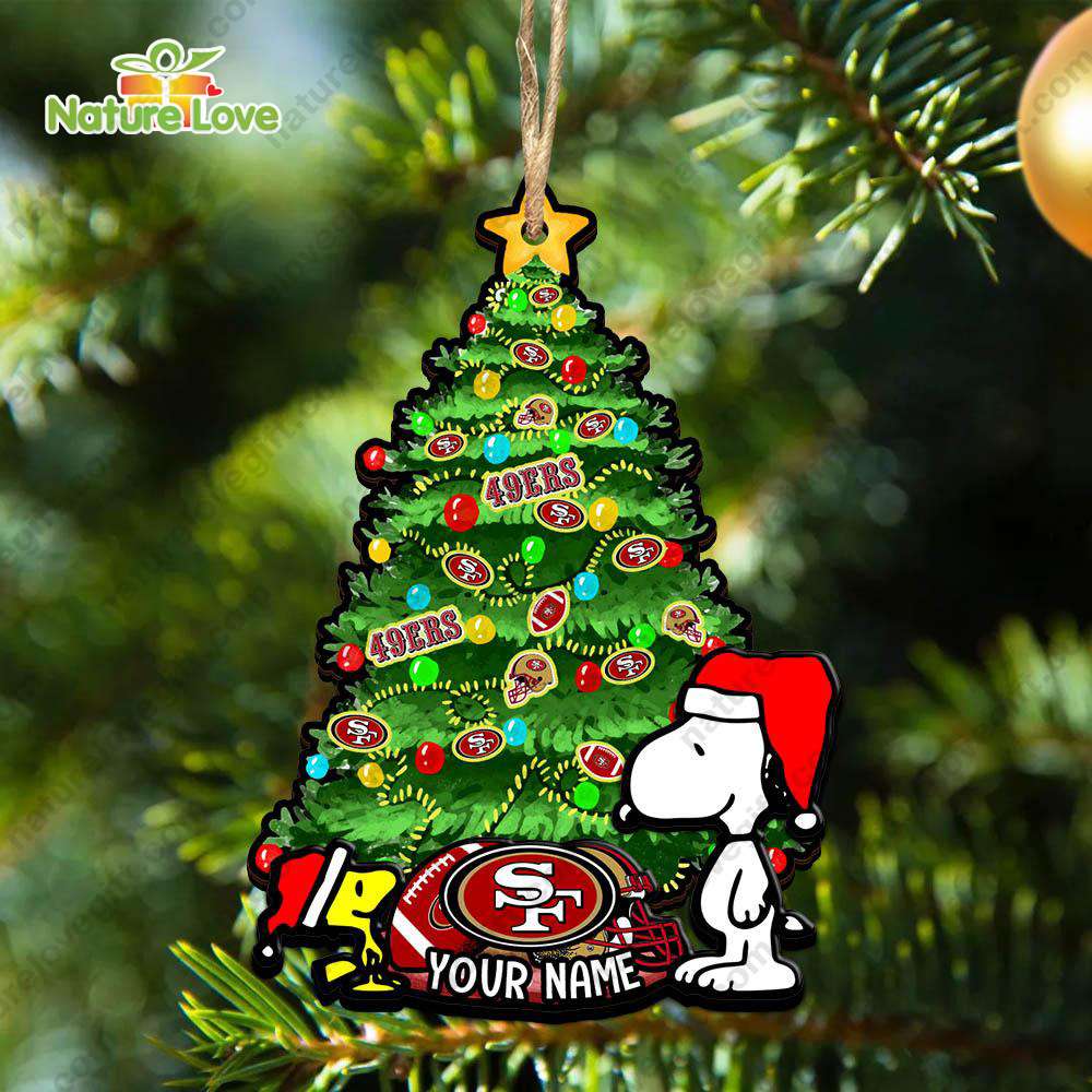 San Francisco 49ers Custom Snoopy Peanuts Christmas Ornament Xmas Decoration