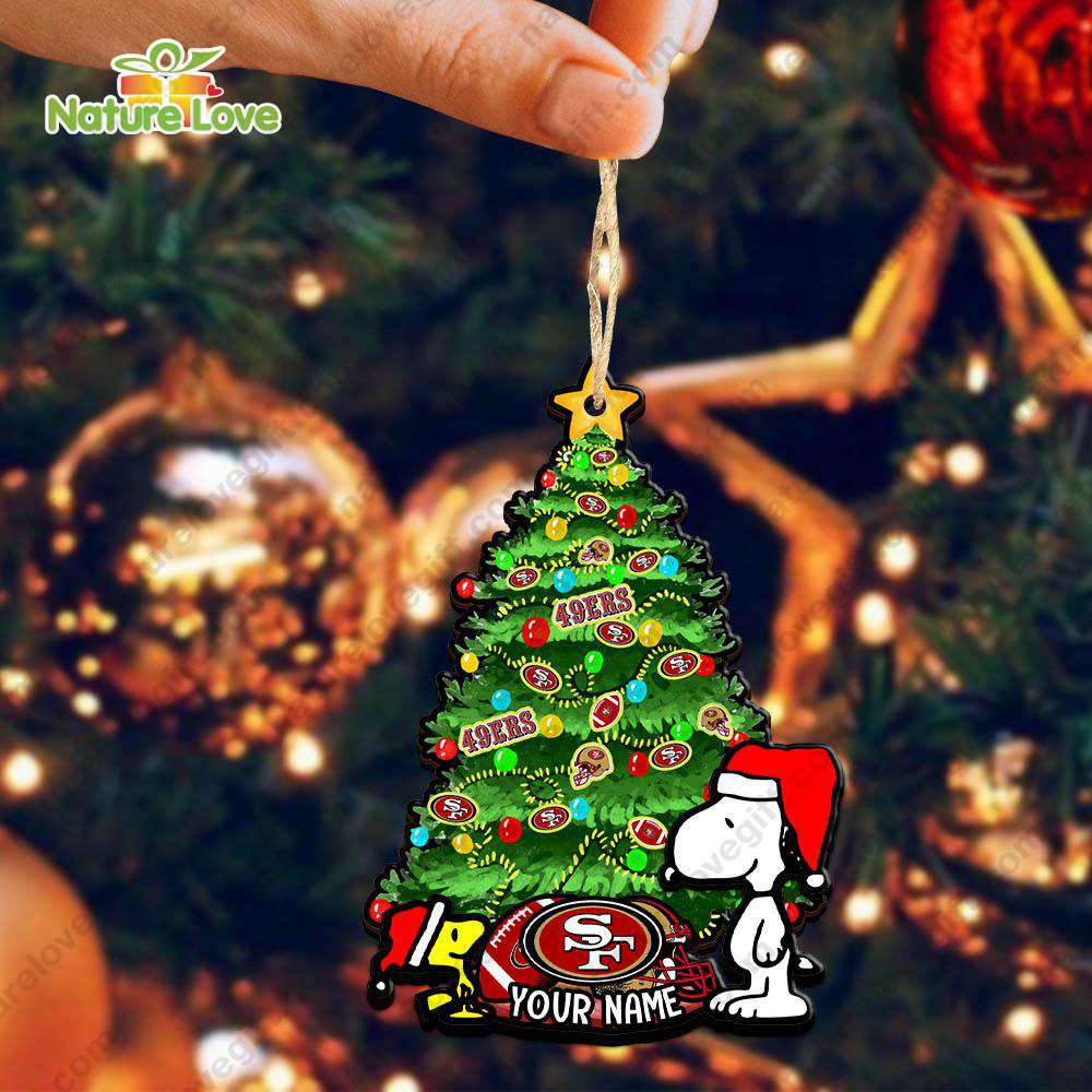 San Francisco 49ers Custom Snoopy Peanuts Christmas Ornament Xmas Decoration