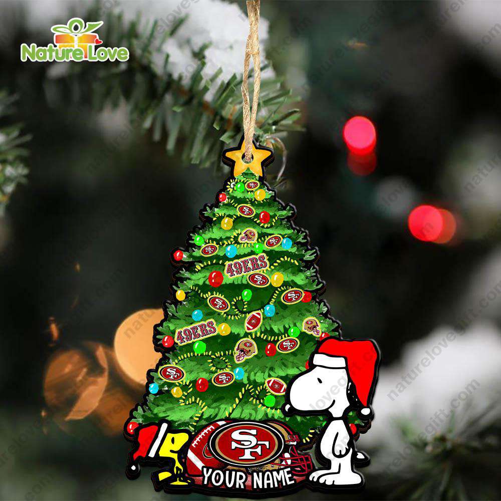 San Francisco 49ers Custom Snoopy Peanuts Christmas Ornament Xmas Decoration