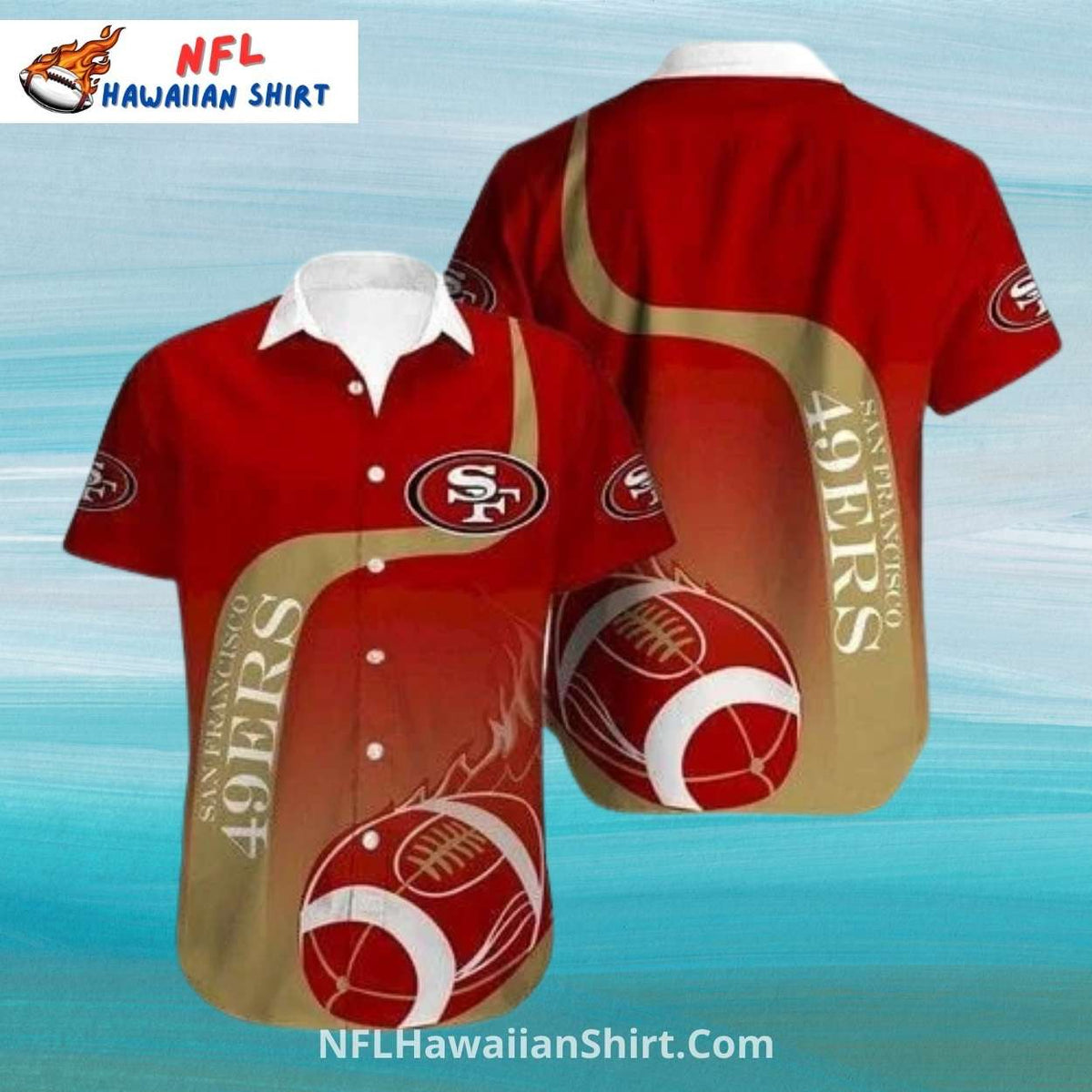 San Francisco 49ers Football Flame Gradient Hawaiian Shirt