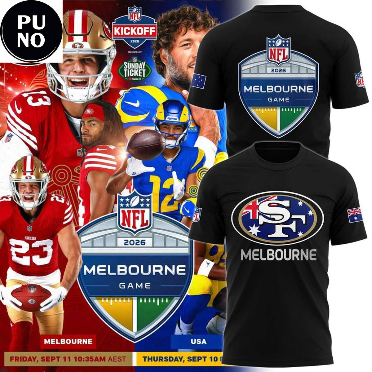 San Francisco 49ers NFL 2026 Melbourne Game Hoodie T-Shirt