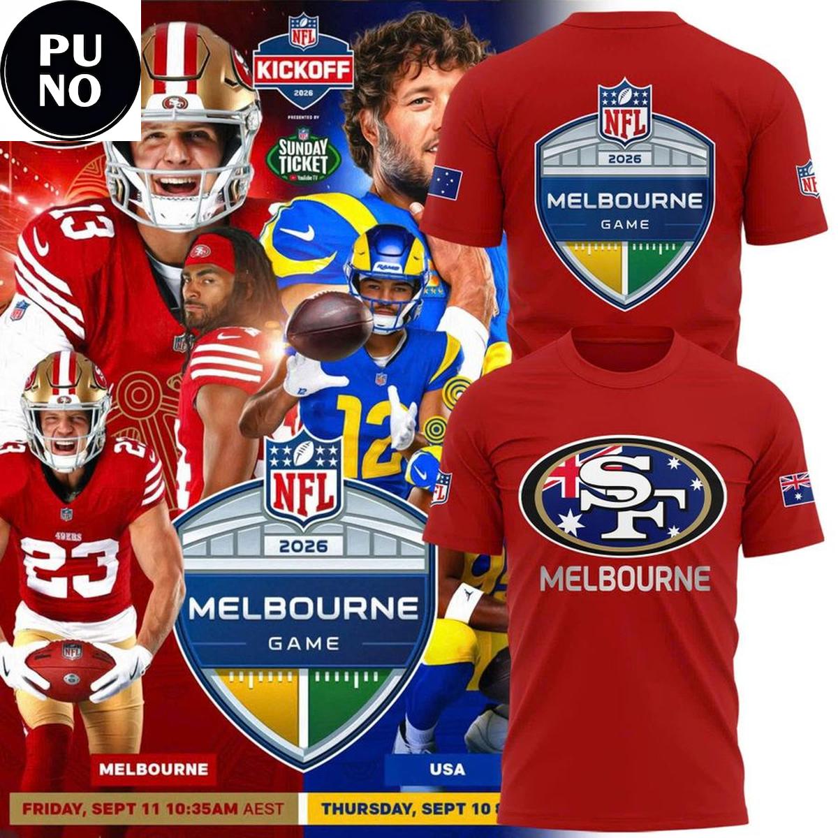 San Francisco 49ers NFL 2026 Melbourne Game Hoodie T-Shirt