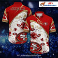San Francisco 49ers Red And White Floral Aloha Shirt