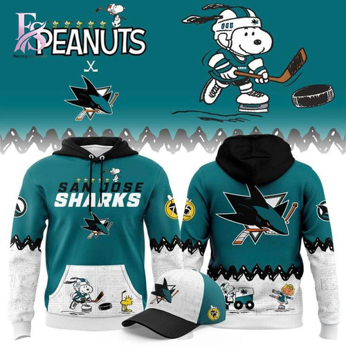 San Jose Sharks Peanuts Night Snoopy Hoodie