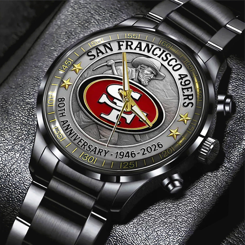 San Francisco 49ers 2026 Anniversary Black Stainless Steel Watch - TANTN16986