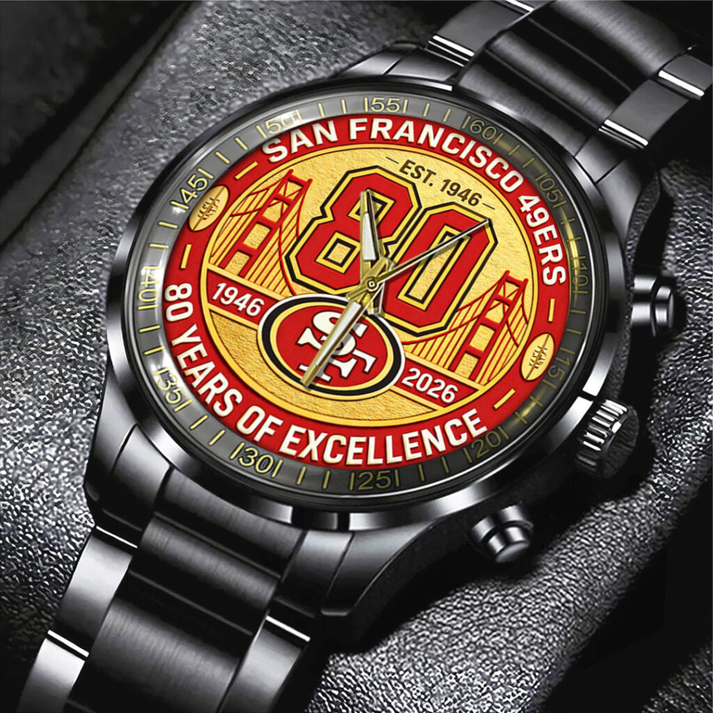 San Francisco 49ers 80th Anniversary 2026 Black Stainless Steel Watch - TANTN21317
