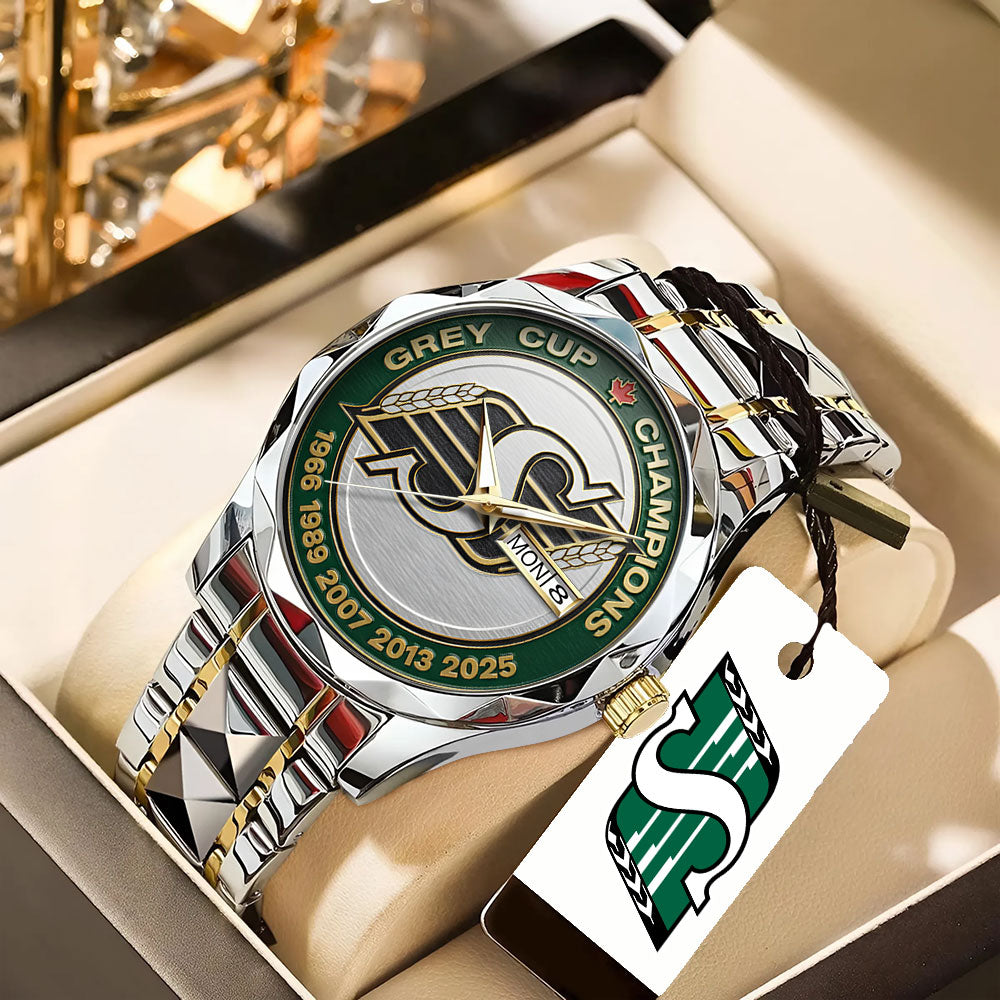 Saskatchewan Roughriders 2025 Grey Cup Champions Alloy Luxury Quartz Watch - TANTN18922