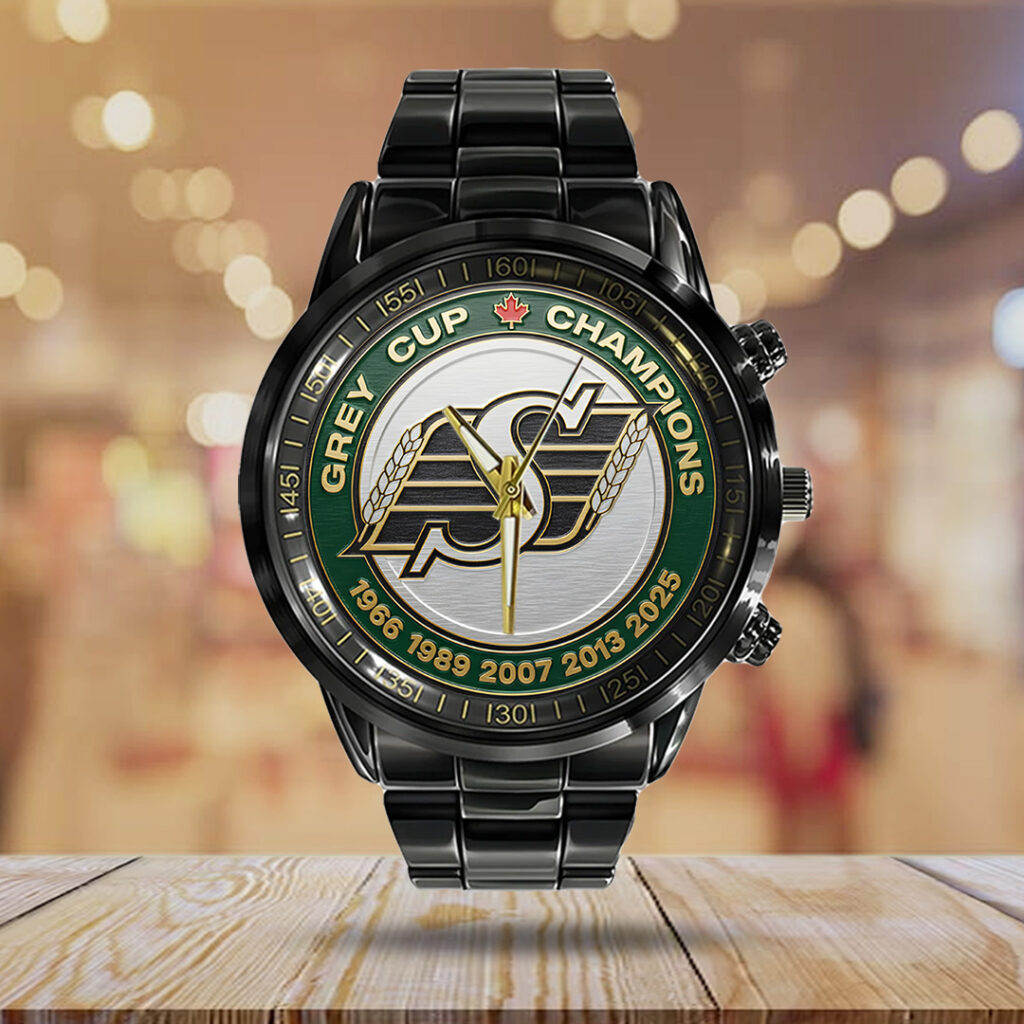 Saskatchewan Roughriders 2025 Grey Cup Champions Black Stainless Steel Watch - TANTN18923