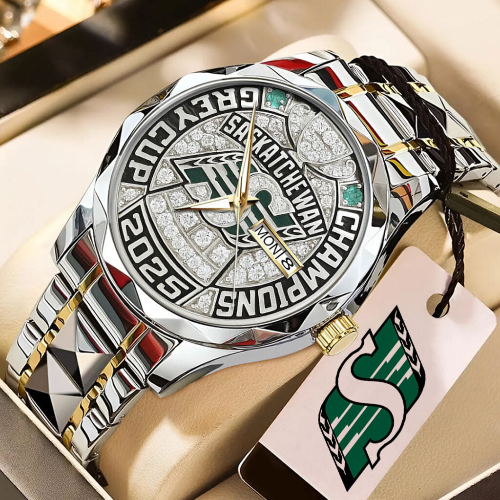 Saskatchewan Roughriders 2025 Grey Cup Champions Alloy Luxury Quartz Watch - TMTHU2239