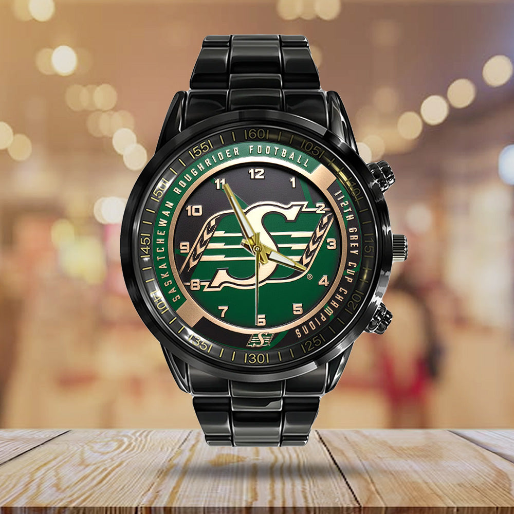 Saskatchewan Roughriders 2025 Grey Cup Champions Black Stainless Steel Watch - TANTN18921