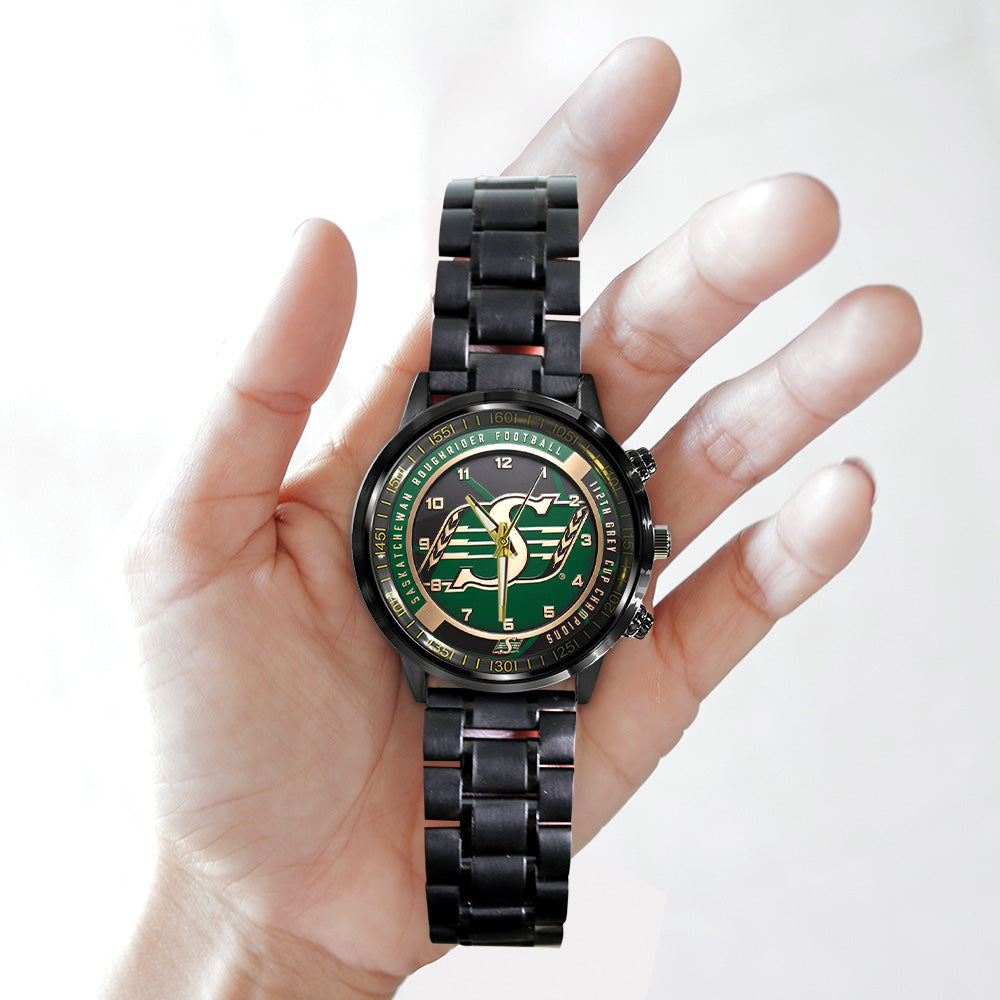 Saskatchewan Roughriders 2025 Grey Cup Champions Black Stainless Steel Watch - TANTN18921