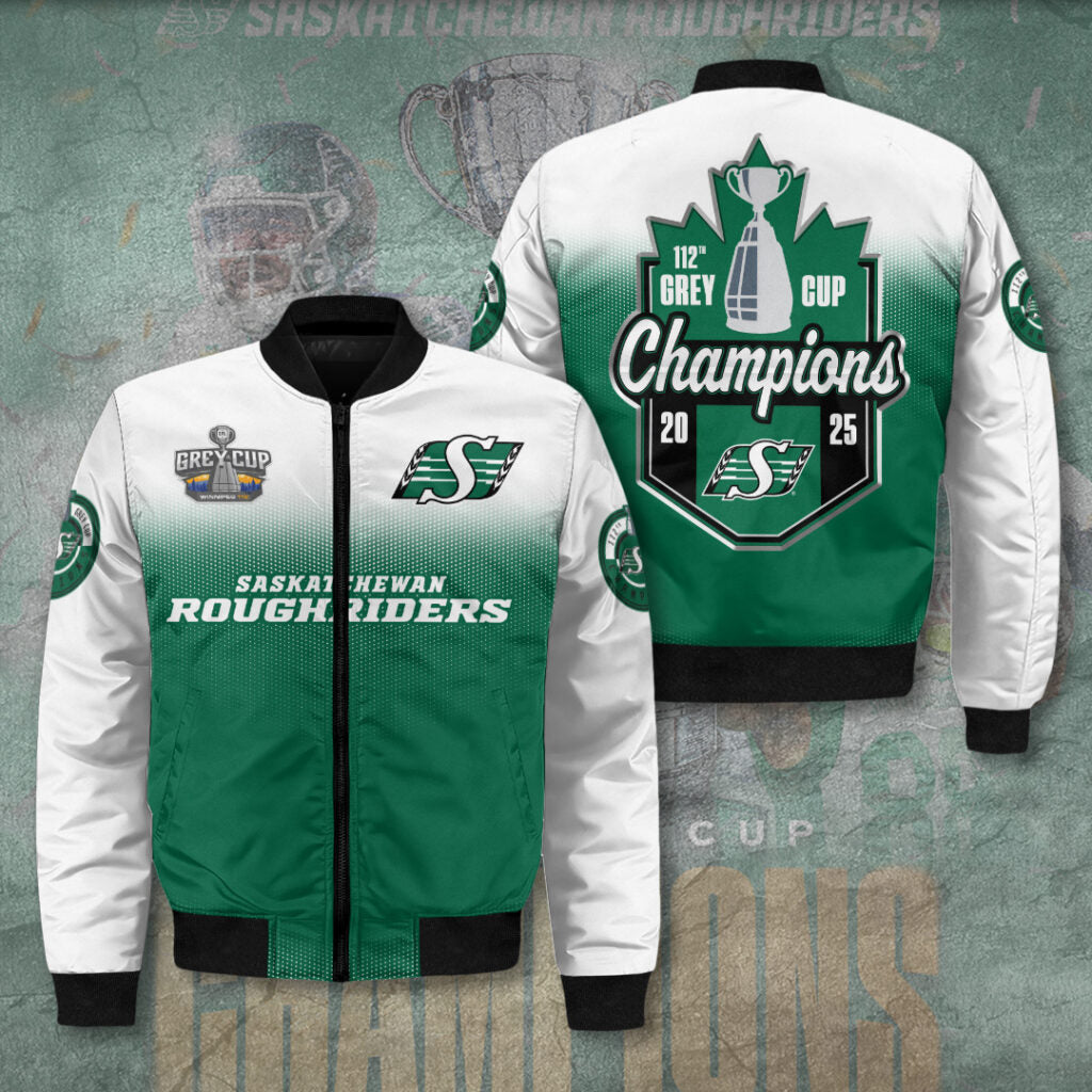 Saskatchewan Roughriders 2025 Grey Cup Champions 3D Bomber Jacket – TANTN18974