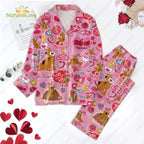 Scooby Doo Valentine Day Happy Hearts Day Pink Pajamas Set
