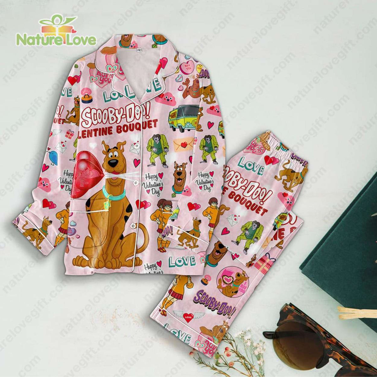 Scooby-Doo Valentines Day Pink Heart Pajamas Set