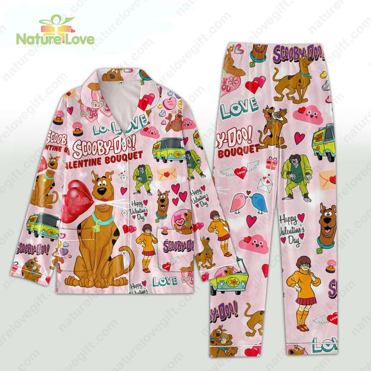 Scooby-Doo Valentines Day Pink Heart Pajamas Set