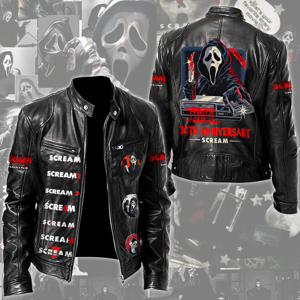 Scream 30th Anniversary Motorcycle Leather Jacket – TMTHU4220
