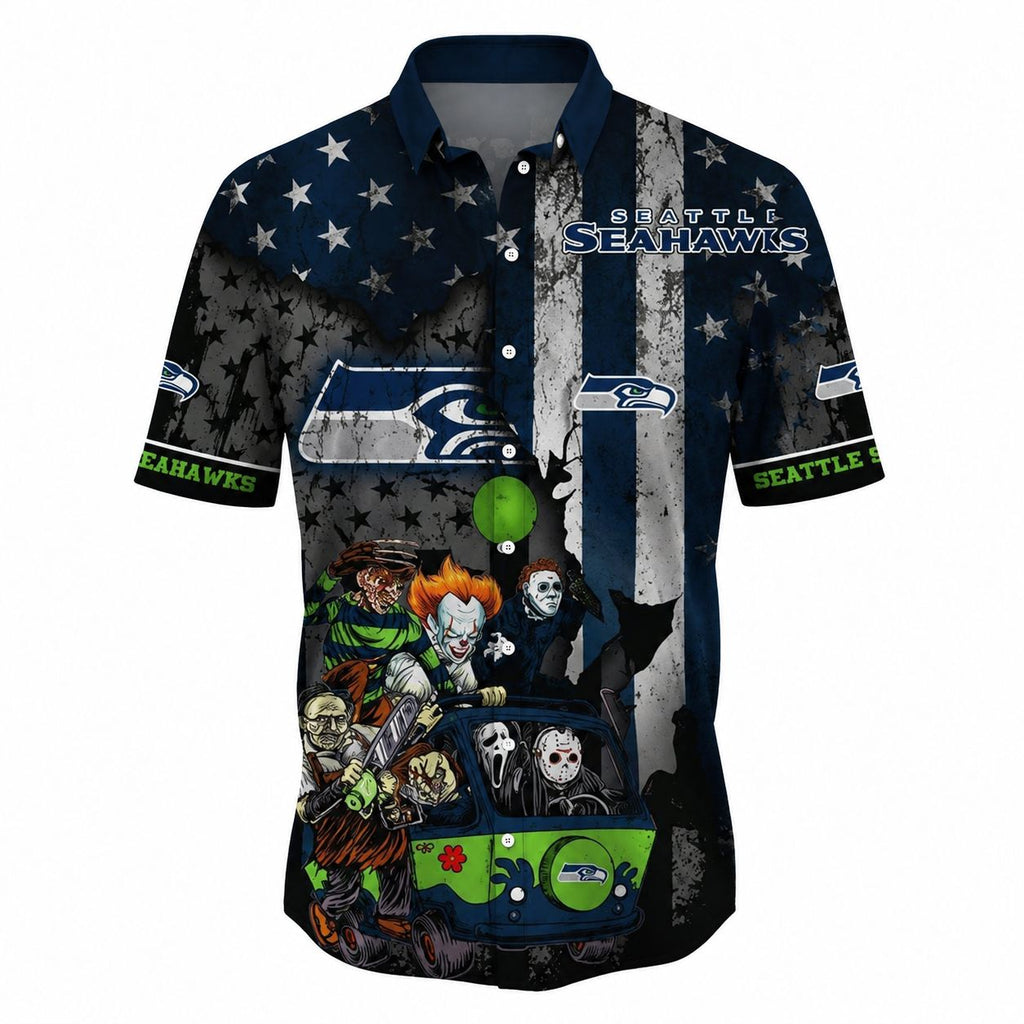 Chibi Halloween Seattle Seahawks Hawaiian Shirt