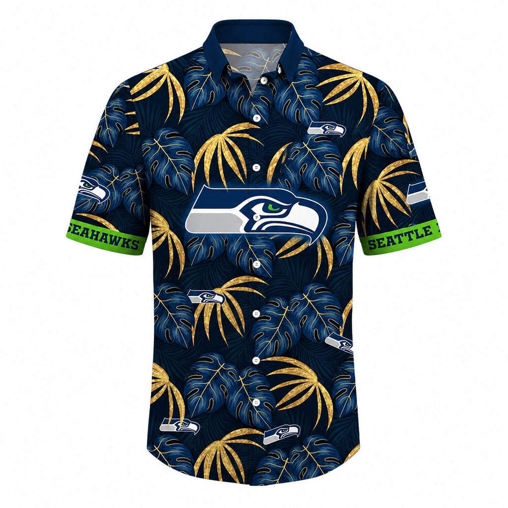 Golden Palm Mystique Seattle Seahawks Hawaiian Shirt