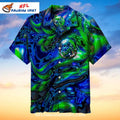 Seahawks Hawaiian Shirt Blue And Green Abstract Art