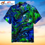 Seahawks Hawaiian Shirt Blue And Green Abstract Art