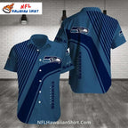 Seahawks Hawaiian Shirt Blue Gradient Modern Striped Logo