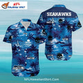 Seahawks Hawaiian Shirt Blue Tropical Beach Theme