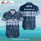 Seahawks Hawaiian Shirt Dark Blue Floral Stripe Design