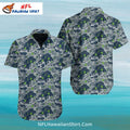 Seahawks Hawaiian Shirt Grey Wave And Football Design