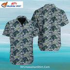 Seahawks Hawaiian Shirt Grey Wave And Football Design
