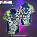 Seahawks Hawaiian Shirt Patchwork Floral Green Design