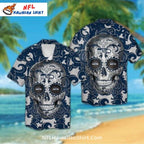 Seahawks Hawaiian Shirt Sugar Skull Blue Mandala Design