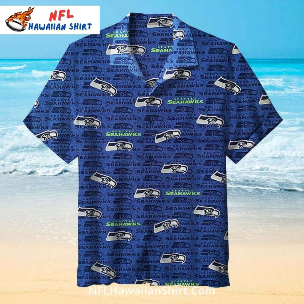 Seahawks Hawaiian Shirt With All-Over Text And Logo Print