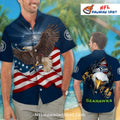 Seahawks Hawaiian Shirt With American Flag And Eagle Design