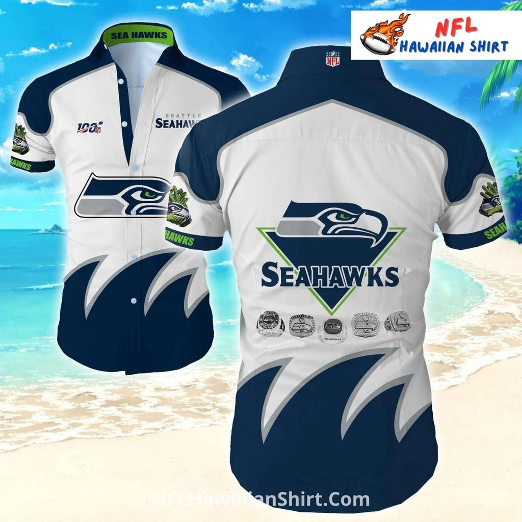 Seahawks Hawaiian Shirt With Bold Shark Fin And Team Logo
