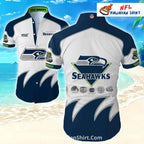 Seahawks Hawaiian Shirt With Bold Shark Fin And Team Logo