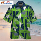 Seahawks Hawaiian Shirt With Bold Zigzag And Logo Print