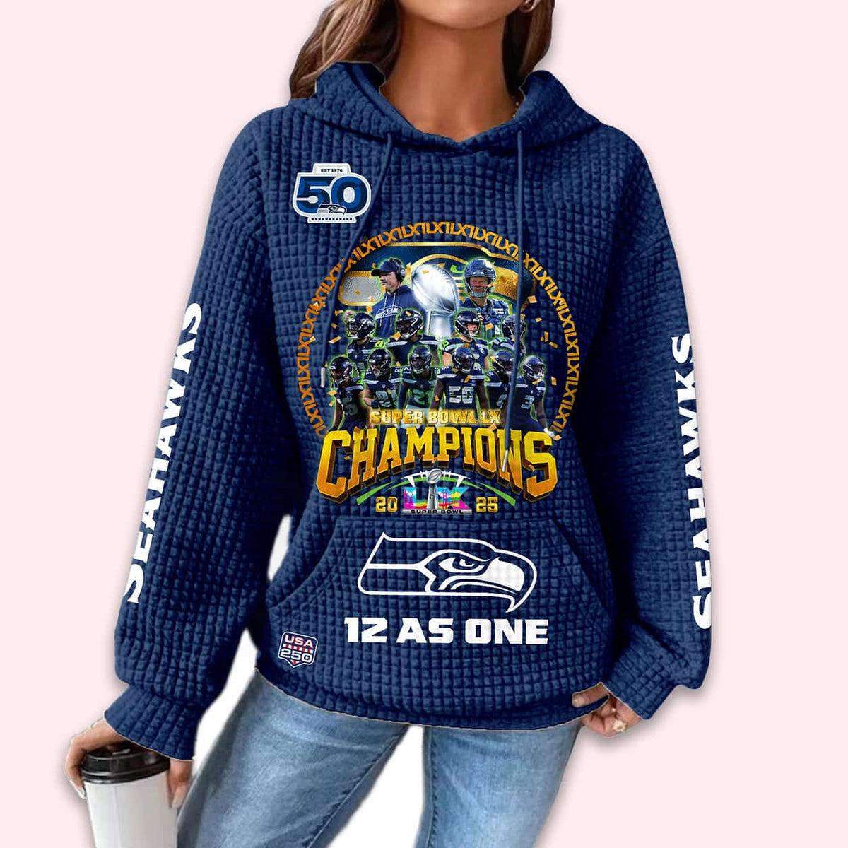 Seahawks Super Bowl LX Champions Waffle Hoodie